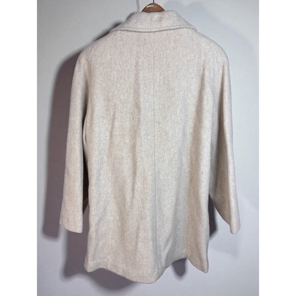 Vintage Herman Kay Wool Coat Cream Women's Large Ivory 1980s - Picture 2 of 5